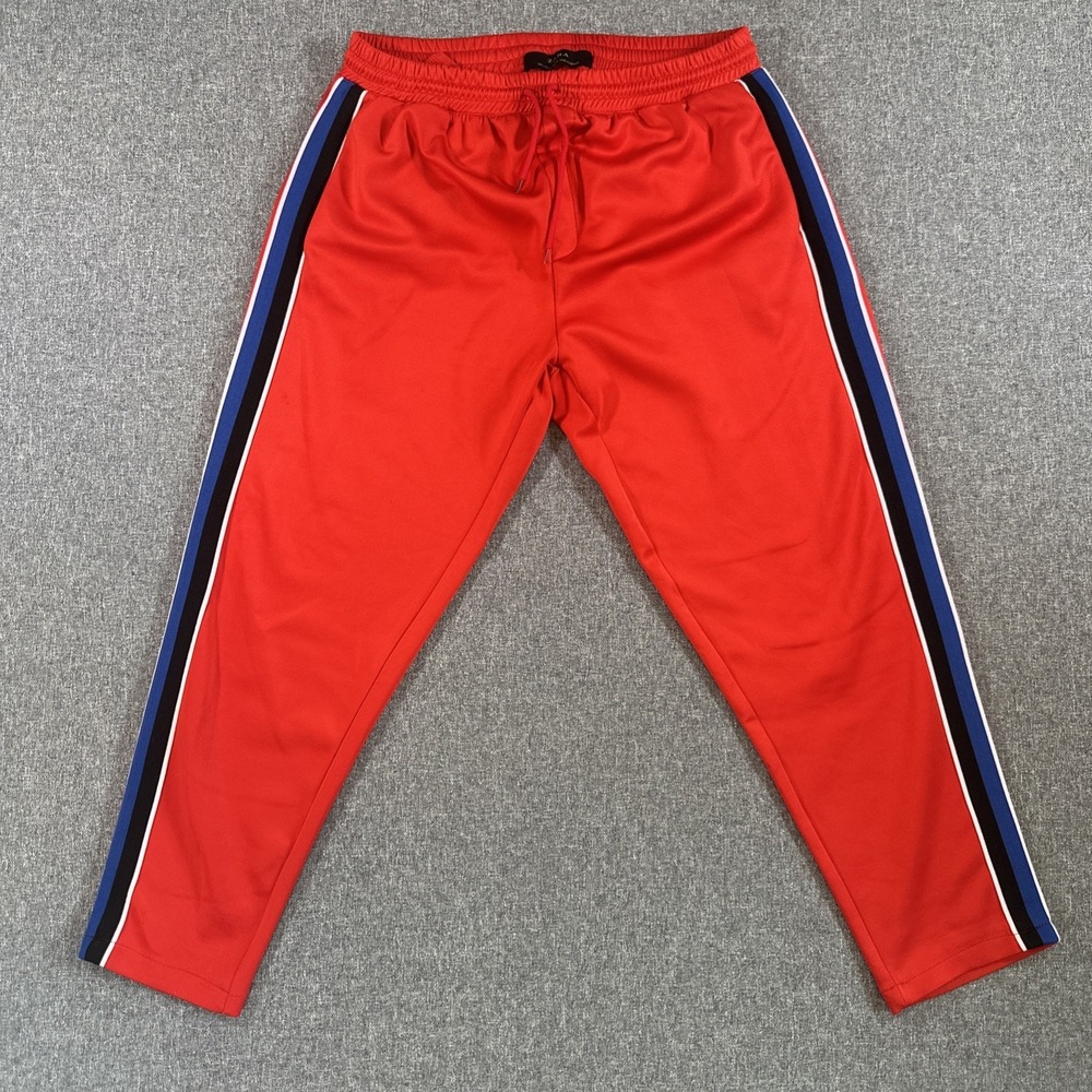 Zara Red Side Stripe Track Pants Joggers Athletic Lounge Men's Size Large L